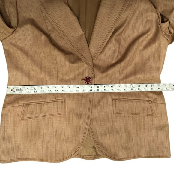 AMANDA SMITH Suit Jacket Blazer Tan Pinstripe 16W - NWT - Picture 7 of 11